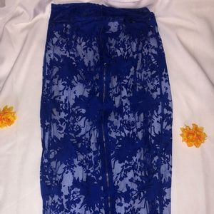 Long Blue Skirt Coverup Lace
